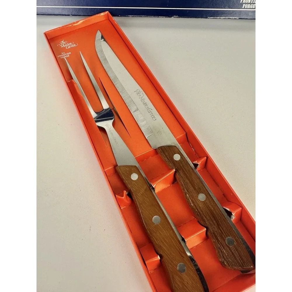 Vintage The Master Carver 2 Piece Carving Set Stainless Frontier Forge W/ Box